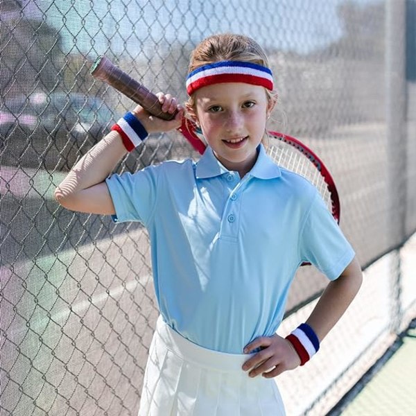 Barnsvettband med pannband - svettband ja atletisk bomull för sport (1 pannband + 2 käsivarsinauha)