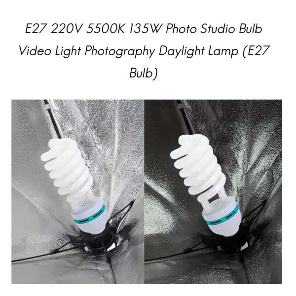 E27 220v 5500k 135w fotostudiolampa videoljus fotografering dagsljuslampa (e27 lampa) Som visa