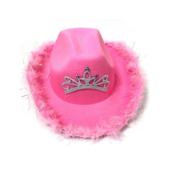 Cowboy Hat Sæt Cowgirl Hat Hjerteformede Solbriller Til Pige Kvinder Mænd Polterabend Kostume Pink Only Hat