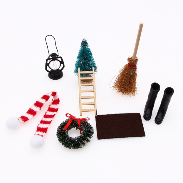 Mini husprydnad Miniatyr julscen dekor personlig rekvisita dekoration för hemträdgård stil B