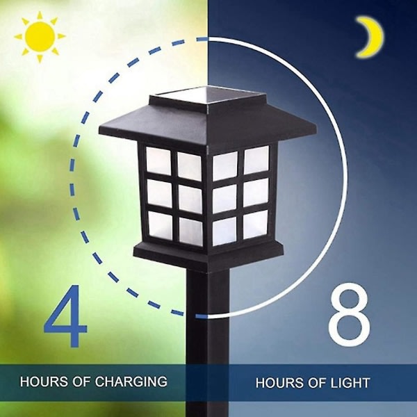 6 st Solar LED-lys Utomhus gangväg Trädgård Ljusvitt ljus