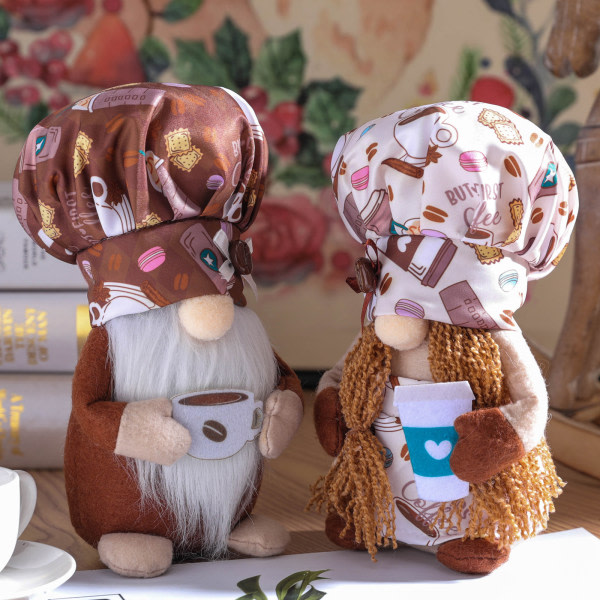 Söt Kaffe Gnome Docka Ornament Kreativ Ansiktslös Plyschleksak Personlig skrivbordsdekoration för hemmakontor Kaffebar Kvinna