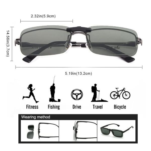 Polariserte unisex-klip-on-solbriller for briller-Gode klips-solbriller for nærsynthetsbriller utendørs/kjøring/fiske