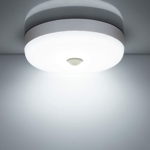 Galaxy LED-loftlampe med bevægelsessensor 12W 1500LM 6500K kold hvid IP56 vandtæt cirkulær LED-loftlampe, egnet til udendørs- og indendørstrapper