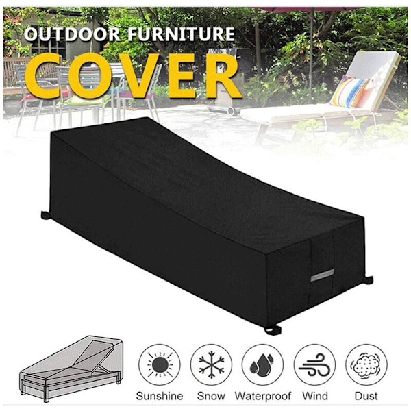 Beskyttende Betræk, Vandtæt, Vindtæt, Anti-UV, 210D Oxford-stof Beskyttende Betræk til Solstol, Dækstol (210x75x40/80cm) – Sort