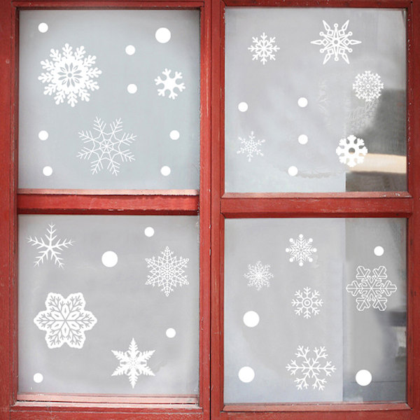 Jul 111st Glitter Snefnug Klæber Vinduesfilm Glas Sti Hvid White 111pcs