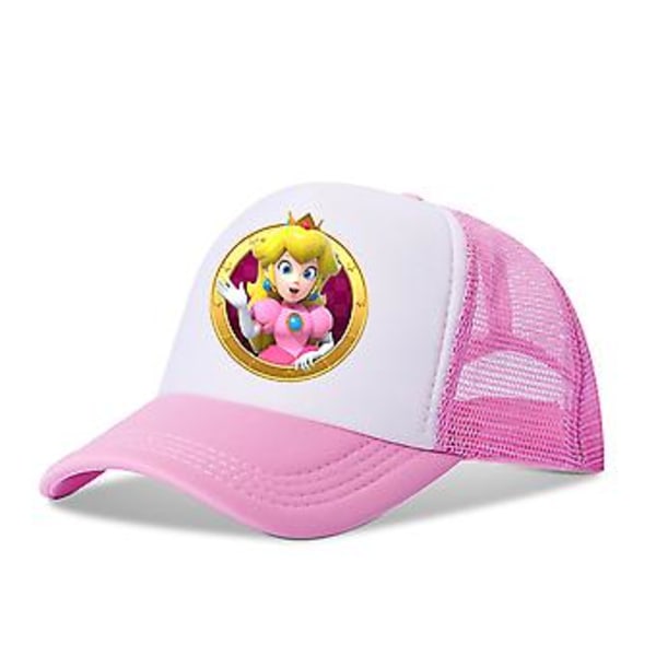Super Mario Luigi Bros Hatte Anime Cosplay Kostume Retro Spiltema Mesh Baseballkasket Børn Drenge Piger Kreative Gaver (Pink)