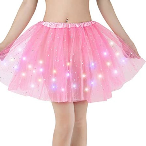 Kvinder Led Light Up Glow Dance Tutu 3 Layer Nederdel Fancy Party Ballet Dress Glitrende Rød