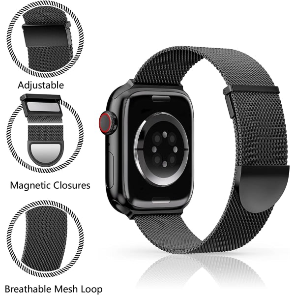 Svart remmar Kompatibel med Apple Watch rem 42/44/45 mm til Wo