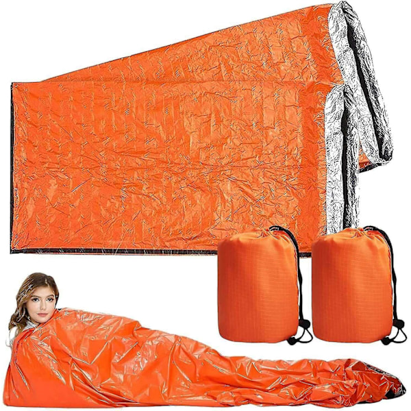 4x Ulkoilma Hätälämpö Vedenpitävä Maalaukset Leiriytyminen Selviytyminen Bivvy Sack-WELLNGS- Perfet