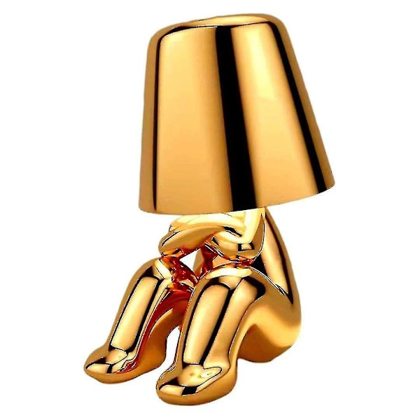 Sengebordlampe, gull Thinker-lampe skrivebordslampe trådløs