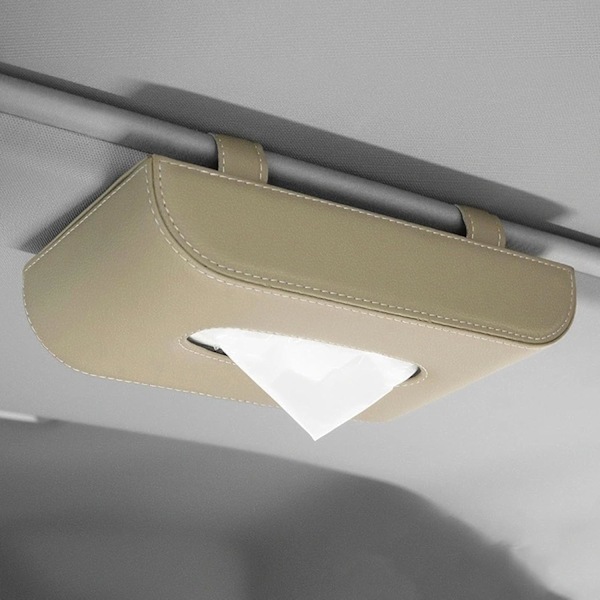 Sun Visor Tissue Holder - Hanging Car Visor Tissue Holder - Car Leather Car Napkin Holder Mask Dispenser - Rectangular Tissue Box