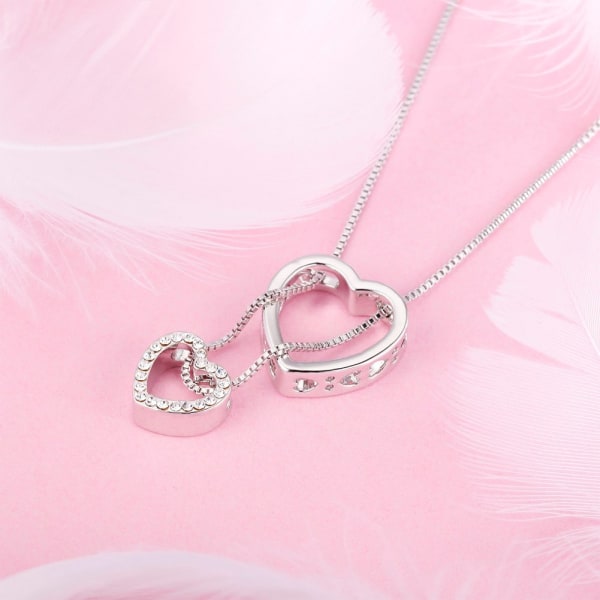 Dame halskæde hjerte vedhæng sølv Zirconia jeg elsker dig smykker gave