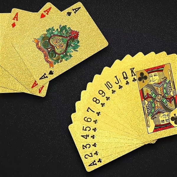 Familjefestspel Kreativ plastpoker Tvättbar Hållbar guldpokerkort Guldfolie Pokerkortspelspresenter