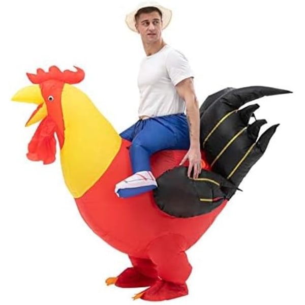 Oppustelig Dragt Oppustelig Kyllingedragt til Fest Halloween Jul Cosplay Voksenstørrelse F&Q voksen adult plain red