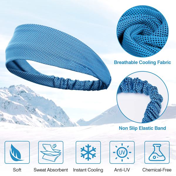 4-pack svettband pannband, kylande svettransporterande pannband