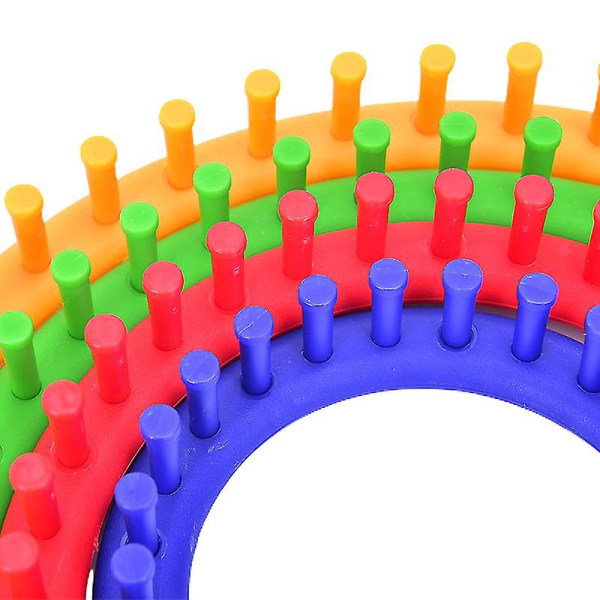 4-storlekar runda stickare vävstolar gör-det-själv-verktygssats Plast rund cirkel kreativ hatttröja (storlek, färg: 19 cm-röd)
