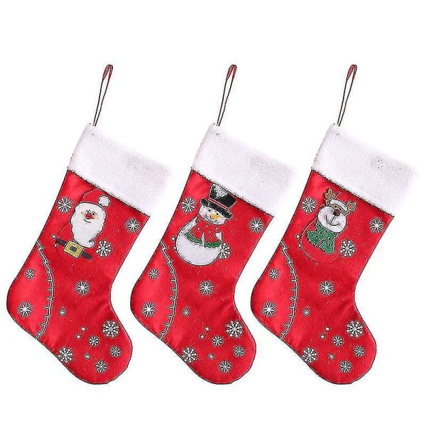 3. julstrumpor jultomten strumpa present barn godispåse Snowman Deer Sock Julgransdekorationer