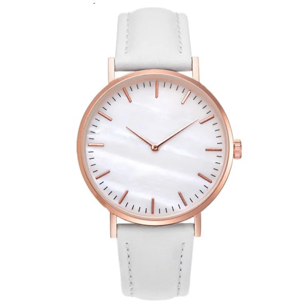 Ny mode Enkel ur Damklokker Casual Dame Læder Kvartsur Watch Vrouwen Relogio Feminino Zegarek Damski White(.608)