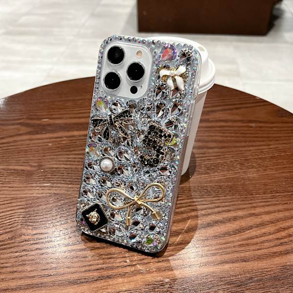 Lyxigt Glänsande Strass Pärla 3D Rosett Flicks Iphone 13 Pro 16 15 14 12 Pro Max Mode Telefonskal iPhone 12 Pro Max