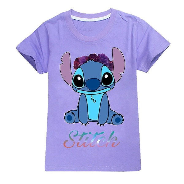 7-14 år Barn Tonåringar Pojkar Flickor Lilo And Stitch T-shirts Printed sommartröjor Presenter Lila 11-12Years Purple