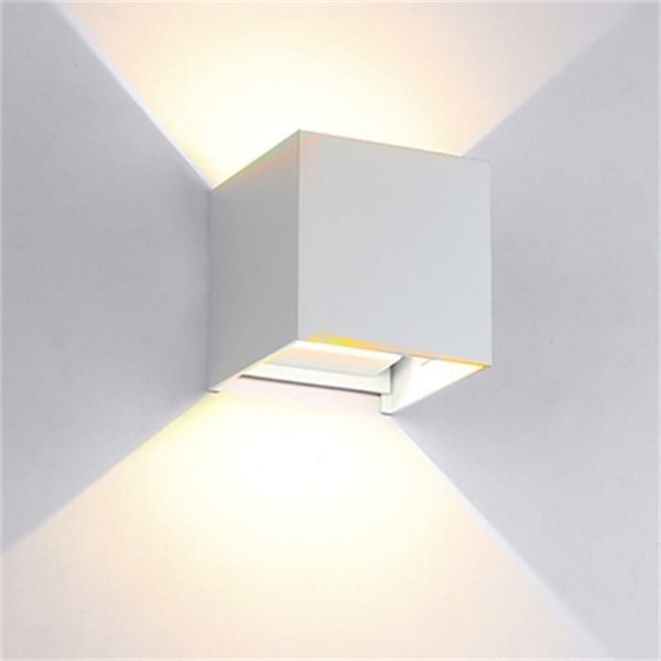 1-st 6W LED vägg upp och ner vita vägglampor med justerbar strålvinkel, lämplig för familj, hall, vardagsrum och sovrum - Varmvitt ljus