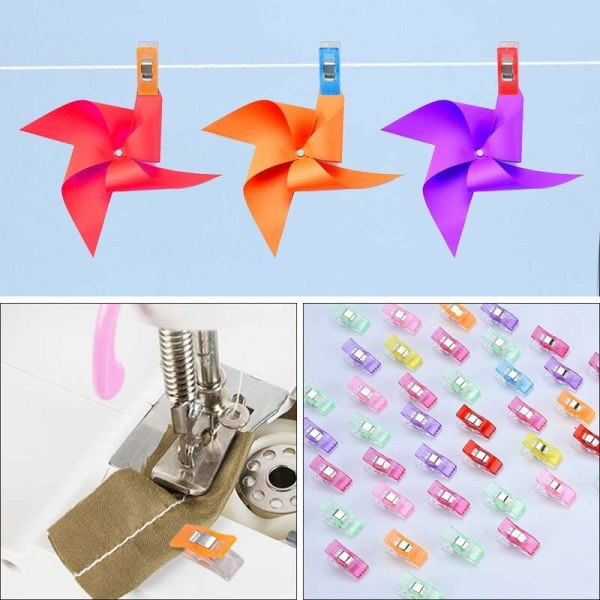 50 st Syklämmor Gör-det-själv-plasttångklämmor for att binda sömnadshantverk Diverse farger