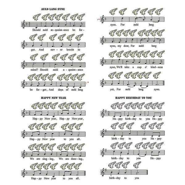 12 hullers rundhode keramisk okarina alto C håndmalt musikkinstrument med snor, musikknoter og beskyttelsespose for musikkelsker og lærende -- blå F