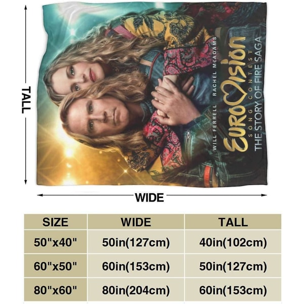 Eurovision Song Contest: The Story Of Fire Saga Nyhedstæppe Fleece Tæppe Til Ungdom -w4 80x60in 200x150cm