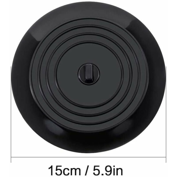 6 tums avtappningsplugg for badkar i silikon for kjøkken og bad (svart)