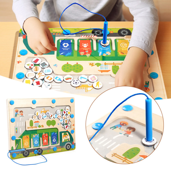 Magnetisk sopsorteringspeltavla Rolig pusselspel Montessorileksaker for pojkar Flickor Barn 1st