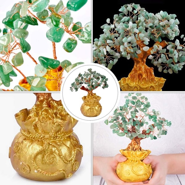 Lykke Træ Penge Træ Staty Jade Feng Shui Aventurin Træ Staty Hjemmekontor Ornament Dekoration