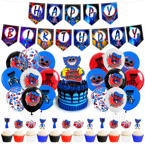 Poppy Playtime Party Supply tegneseriespil trykt fødselsdagsfest dekoration Bobby komplet sæt