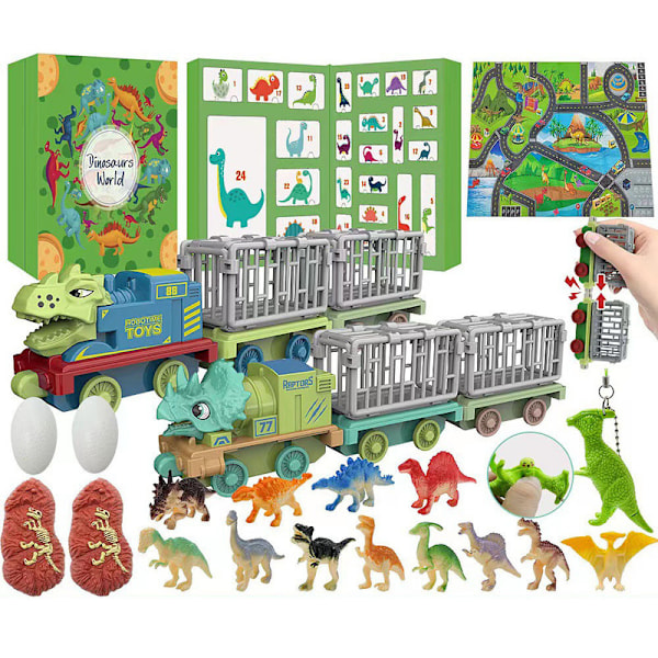 Dinosaur Adventskalender til Børn 2024, 24 Dages Nedtælling Dino Kalender Legetøj, Adventskalender, Julegave