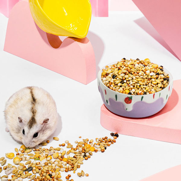 2 stk. Hamster madskål, smådyr keramisk mad- og vandskål