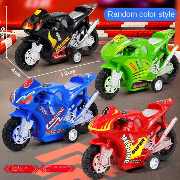 Leksaksmotorcykelmodell med dragfunktion, 4-pack [YD]