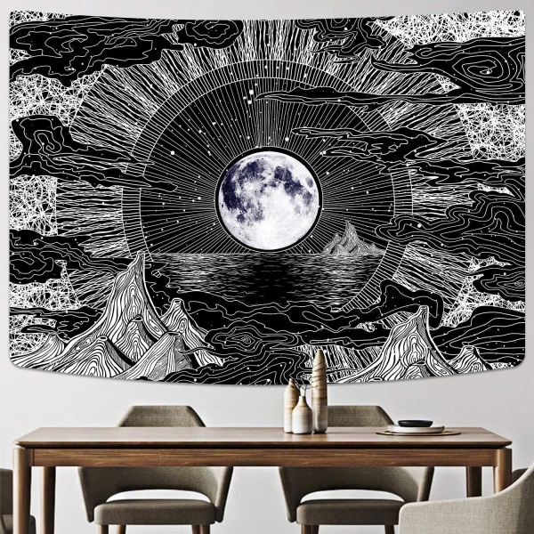Kuu ja tähti Tapestry Clouds Tapestries Black Tapes