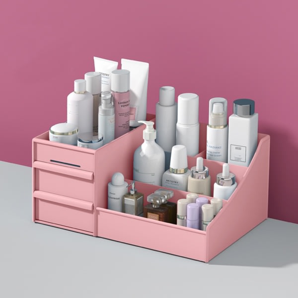 Byrå från organizer Multifunktionell kosmetisk förvaringslåda för bord för organizer Pink