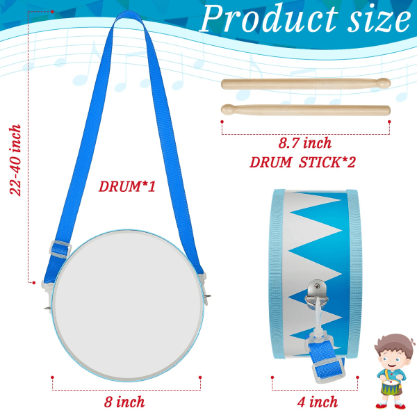 Trommesæt Toddler træbongotrommer, 7,87 tommer med justerbare stropper 2 trommestokke, pædagogisk sensorisk slagtøjsinstrument til børn
