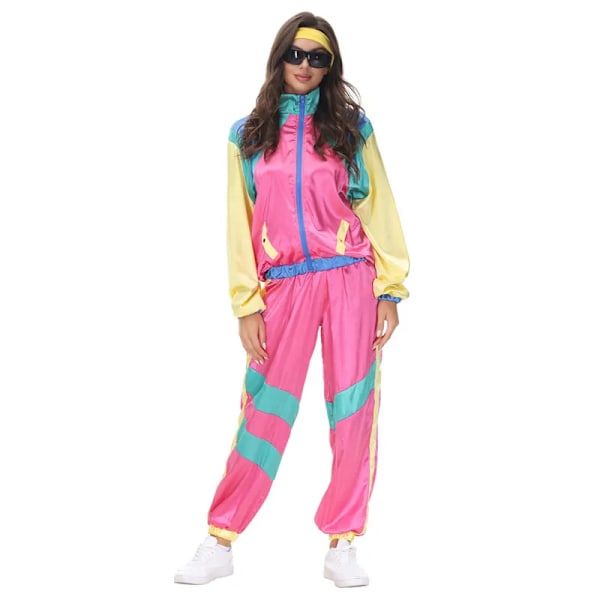 80-tals 90-tals Hippie Disco Cosplay Kostym Outfit Toppar Byxor Sportkläder Retro Hip Hop Jumpsuit Kvinna Halloween Karneval Maskeraddräkt G G S