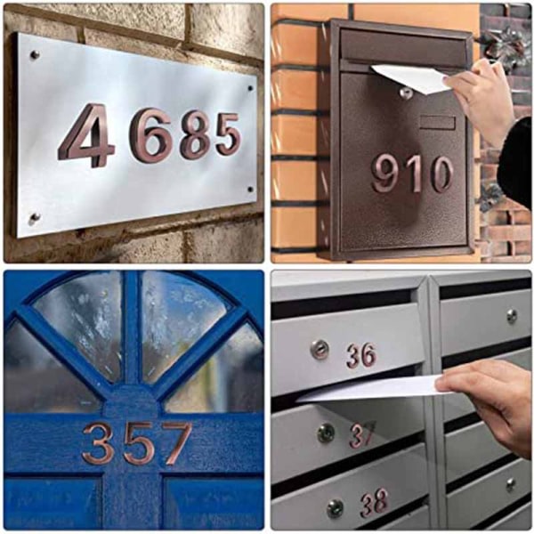 Brevlåda siffror klistermerker Multipurpose vanntäta selvhäftende klistermerker for hem soverom kontor brons