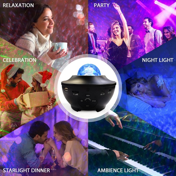 Stjärnprojektor med Bluetooth-högtalare Röst/fjärrkontroll Galaxy Night Light för barn Vuxna Heminredning i sovrummet