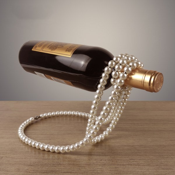 Snyggt upphängt pärlhalsband Vinställ Elegant charmigt vinställ för hemmabarrestauranger Vit