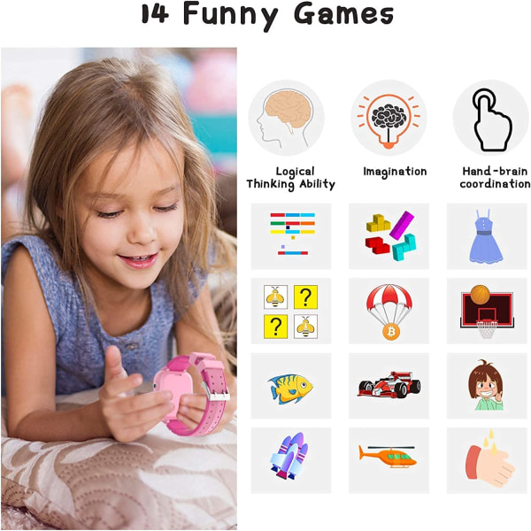 Kids Smartwatch, 2 Cameras Video 16 Games Smart Watch for