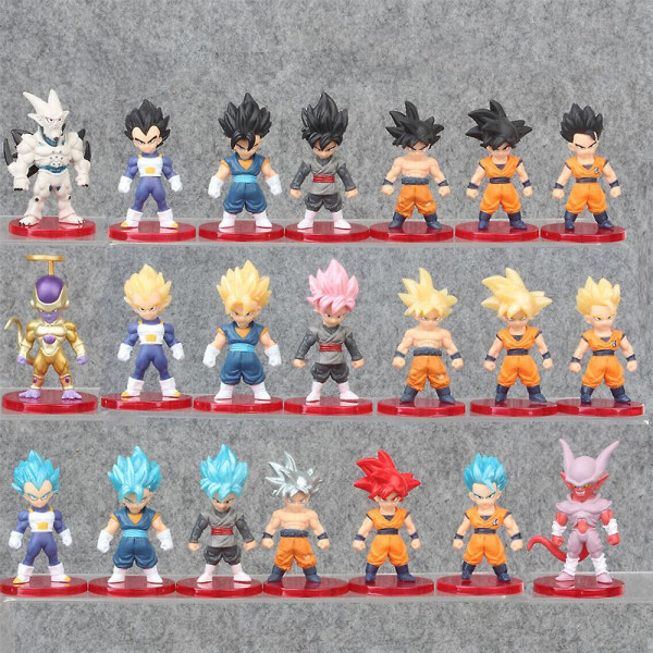 21. Mini Dragon Ball Z Super Saiyan Goku Vegeta Figurleksak Skrivbordsdekorationer Tårta Topper Dockfest Favoritgåvor A