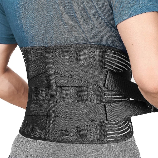 Ryggbyxor för smärtlindring i nedre delen av ryggen med 6 stag, andningsbart ryggstödsbälte för män/kvinnor för arbete, anti-sladd ländryggsbälte med 16-hål(
