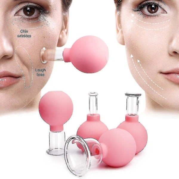 4 stk Massage Kropskopper Gummi Vakuum Cupping Briller Face Skin Lifting Body