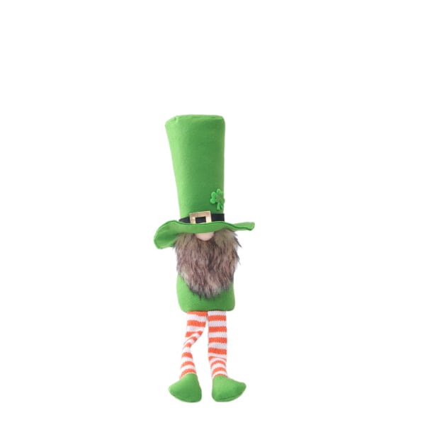 St. Patrick's Day Gnome Dekoration Green Leaf Festival Långbent Rutig tygdocka Irländsk festival Skog Äldre Muppet Dekoration Artiklar A