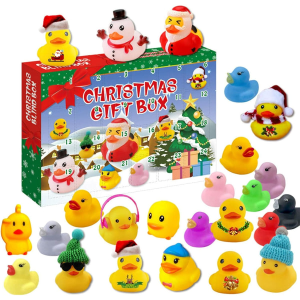 Rubber Duck Adventskalender 2023 Julekalender med 24 Ducks Toy Adventskalendere til børn A