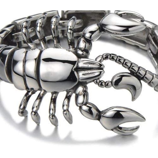 Stort Scorpion-armband i rostfritt stål för män, Silver T
